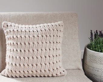 Chunky Knit Pillow Cover PATTERN – Textured Eyelet Design (PDF Pattern)