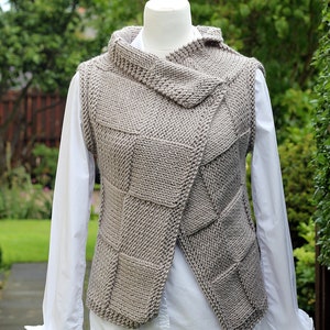 Tricot PATTERN Clay wrap, veste sans manches pour femmes, modèle de cardigan débutant sans couture Listing80 image 2