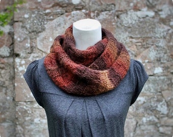 KNITTING PATTERNS for women, scarf pattern - Brown melange infinity loop scarf - Listing99