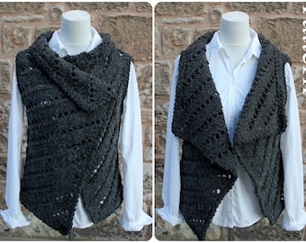 Knitting PATTERN-Jet wrap, sleeveless jacket pattern, cardigan  - Listing143