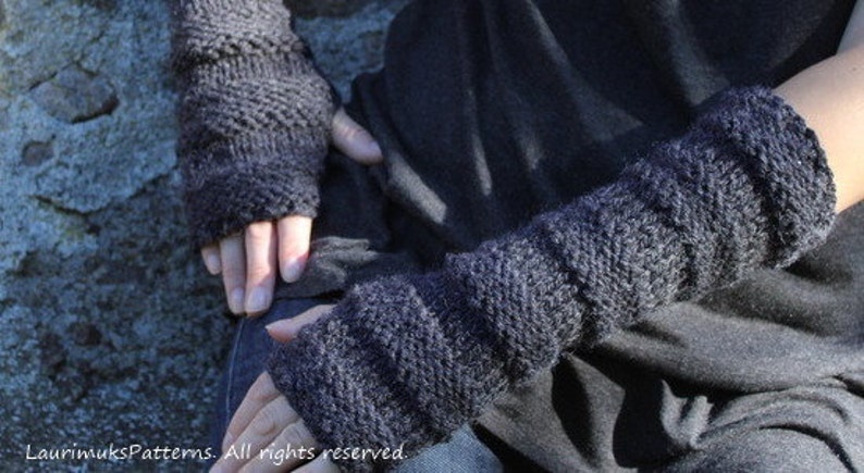 knitting pattern extra long mittens, arm warmers Listing09 image 2