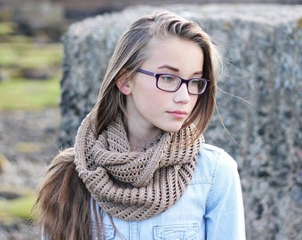 KNITTING PATTERN - Hummus infinity diagonal lace scarf, womens scarf pattern cowl snood - Listing19