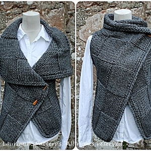 Knitting PATTERN-Big square wrap, womens sleeveless jacket pattern, cardigan pattern Listing131 image 1