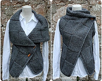 Knitting PATTERN-Big square wrap, womens sleeveless jacket pattern, cardigan pattern  - Listing131