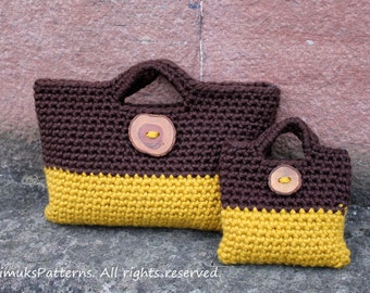 PATTERNS CROCHET - Mother and daughter matching crochet purses with buttons, bag pattern - Listing122