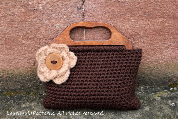 CROCHET PATTTERN Crochet Purse With Flower and Button Adult Size Listing104 Etsy Canada