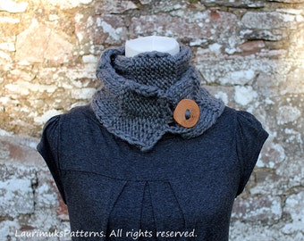 KNITTING PATTERN for women- skinny button scarf neckwarmer pattern - Listing83