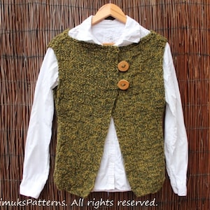 KNITTING PATTERN - Dark forest sleeveless jacket wrap cardigan - Pdf listing 71