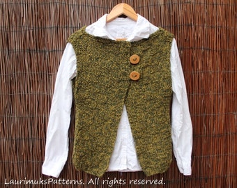 KNITTING PATTERN - Dark forest sleeveless jacket wrap cardigan - Pdf listing 71