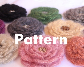 CROCHET PATTERN - Mohair flower brooch - Listing20