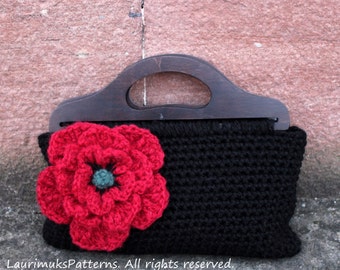 CROCHET PATTERN - Crochet poppy purse womens bag pattern- Listing117