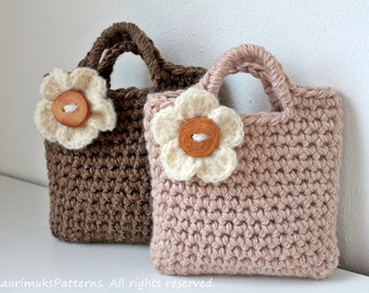 CROCHET PATTERNS for kids, girls flower Purse bag pattern - Listing84