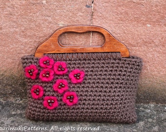 Crochet pattern, flower bag purse womens patterns - Listing87