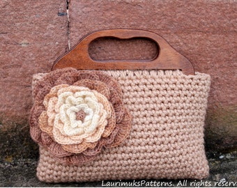 CROCHET PATTERNS for women - Flower Purse Bag pattern - Listing72