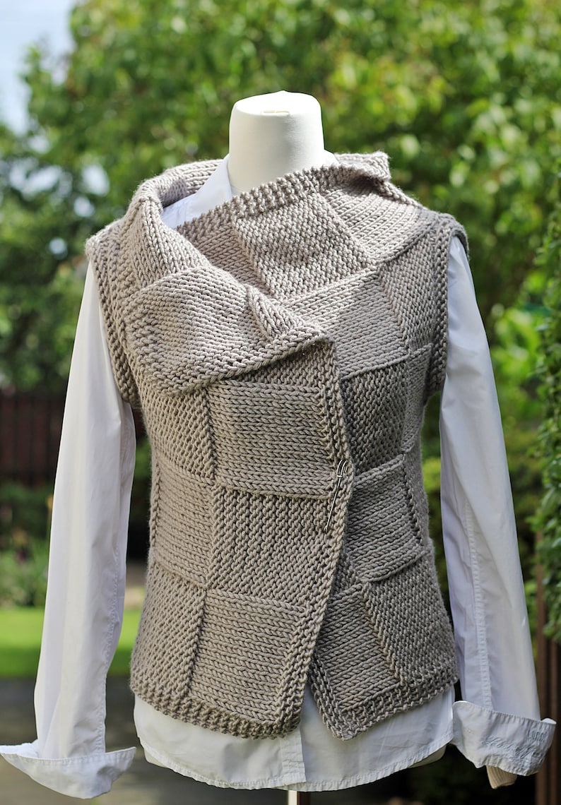 Tricot PATTERN Clay wrap, veste sans manches pour femmes, modèle de cardigan débutant sans couture Listing80 image 9