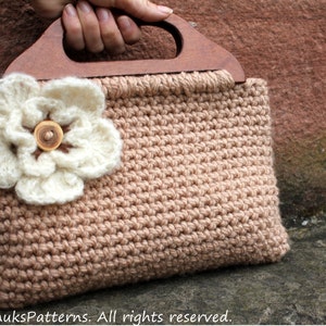 CROCHET PATTERN - crochet purse with flower and button, adult size - Listing105