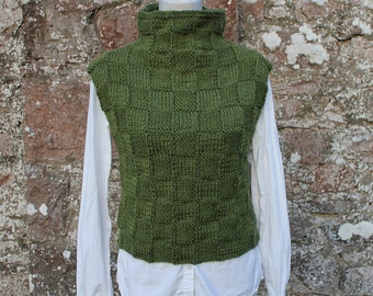 Knitted Sweater Vest Pattern – Basket Weave, Cropped Slipover (PDF Pattern)