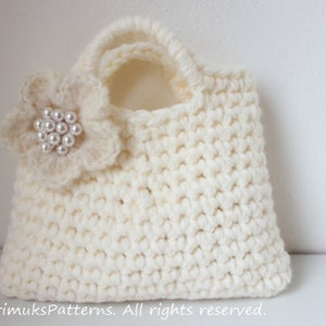 CROCHET PATTERN Little Girl's Ivory Flower Purse Listing68 image 1