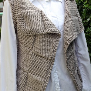 Tricot PATTERN Clay wrap, veste sans manches pour femmes, modèle de cardigan débutant sans couture Listing80 image 7