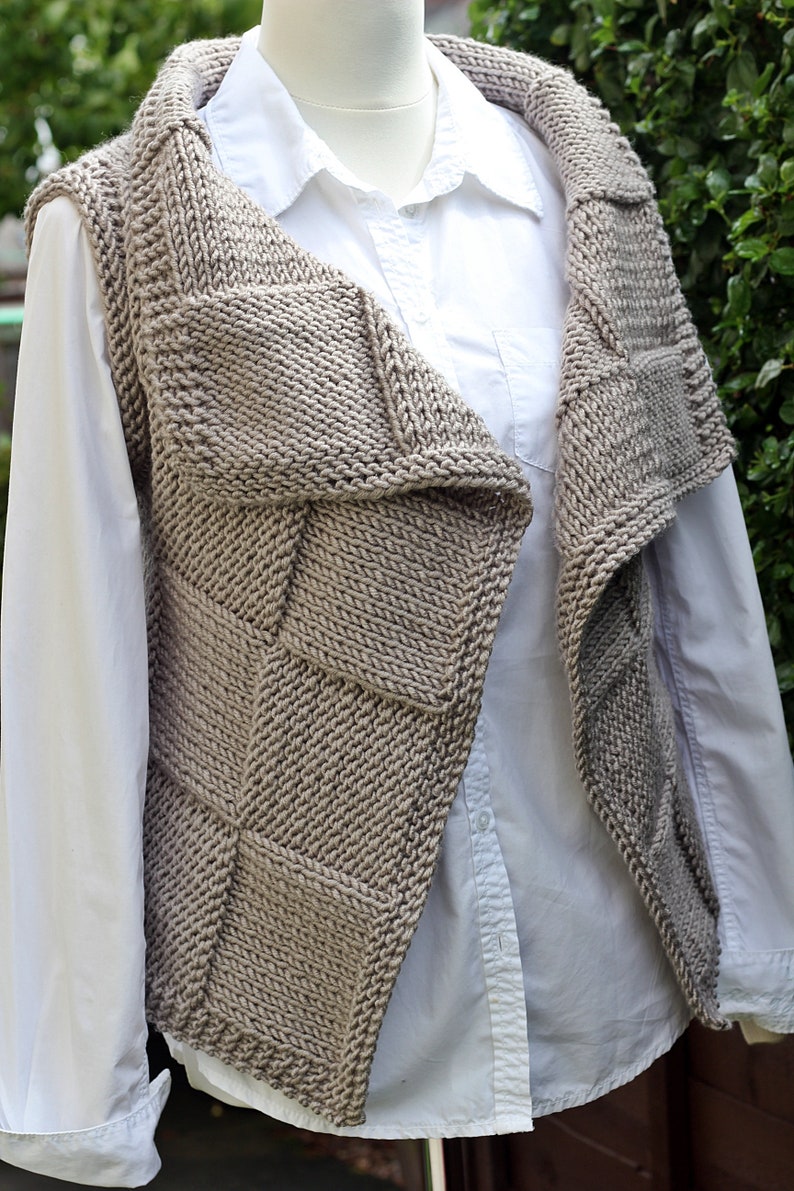 Tricot PATTERN Clay wrap, veste sans manches pour femmes, modèle de cardigan débutant sans couture Listing80 image 7