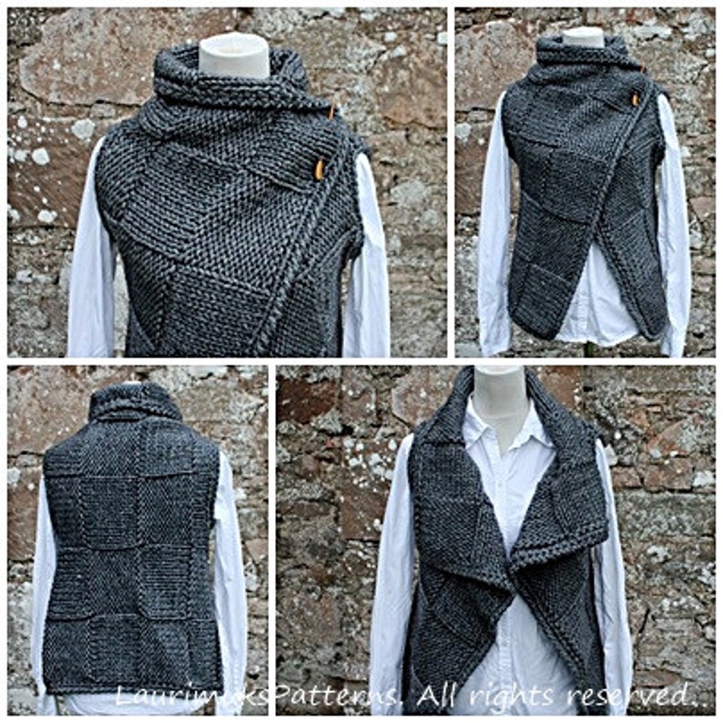 Knitting PATTERN-Big square wrap, womens sleeveless jacket pattern, cardigan pattern Listing131 image 2