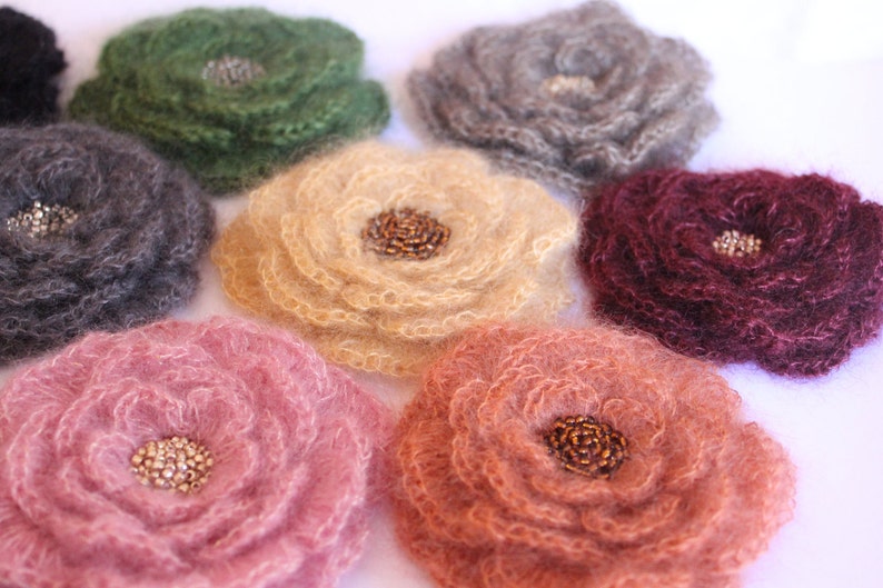 CROCHET PATTERN Mohair flower brooch Listing20 image 3