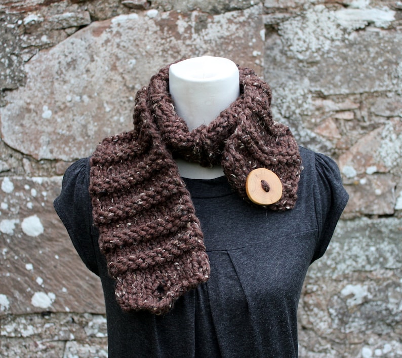 KNITTING PATTERN Rustic Brown Button Scarf Listing102 - Etsy
