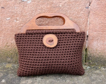 Crochet Purse Pattern, Big Button Bag with Wooden Handles (PDF Pattern)