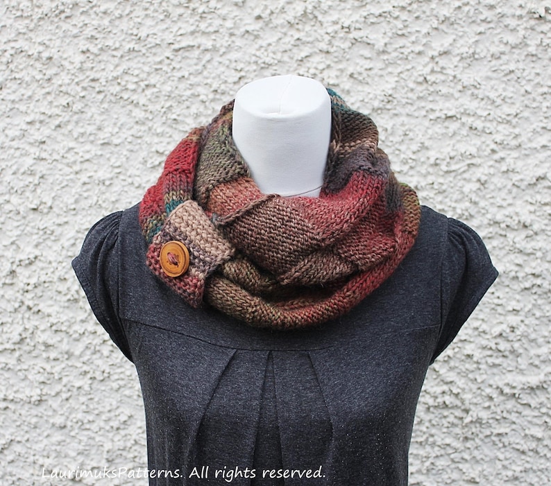 KNITTING PATTERN - Amelia Infinity Loop Scarf, Womens Scarf Pattern ...