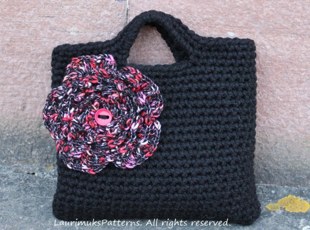 CROCHET PATTERN Womens Black Flower Purse Bag Pattern - Etsy