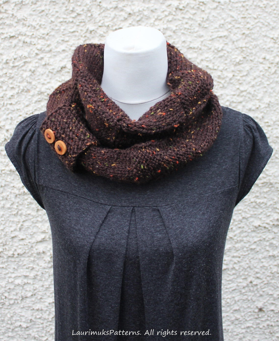 Amelia Tweed Scarf Knitting Pattern – Basket Weave Button Cuff (PDF ...