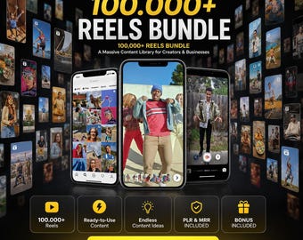 Paquete de más de 100.000 Reels / Ideas de contenido para redes sociales / Biblioteca de Reels / Descarga digital PLR MRR