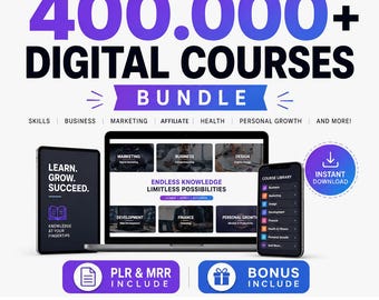 Paquete de más de 400.000 cursos digitales, Negocios, Marketing, PLR MRR (Descarga digital)