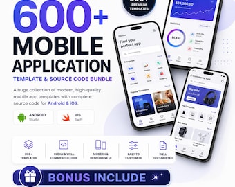 Más de 600 plantillas para aplicaciones móviles y paquete de código fuente / Android iOS / PLR MRR incluido