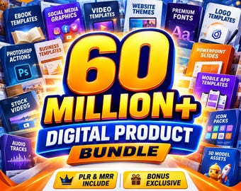Paquete de más de 60 millones de productos digitales / Plantillas PLR MRR, libros electrónicos, gráficos (descarga instantánea)