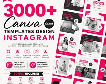 Bundel met meer dan 3000 Canva Instagram-sjablonen | Sociale media-berichten | PLR & MRR inbegrepen | Bonus inbegrepen