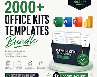 Paquete de más de 2000 plantillas de Office / Excel, Word, PowerPoint, Power BI (PLR MRR)
