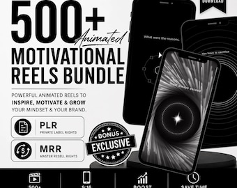 Paquete de más de 500 videos motivacionales animados / Contenido PLR MRR para Instagram, TikTok y YouTube Shorts