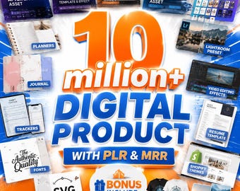Paquete de más de 10 millones de productos digitales / PLR MRR: gráficos, fuentes, SVG (descarga instantánea)