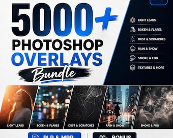 Paquete de más de 5000 superposiciones para Photoshop / Efectos y filtros / Descarga instantánea / PLR MRR incluido