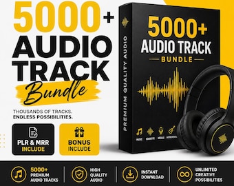 Paquete de más de 5000 pistas de audio / Música y efectos de sonido libres de derechos / PLR MRR incluido