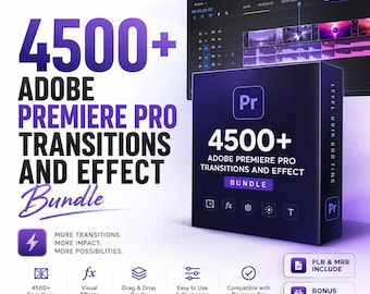 Paquete de más de 4500 transiciones y efectos para Adobe Premiere Pro / Recursos de edición de vídeo para creadores