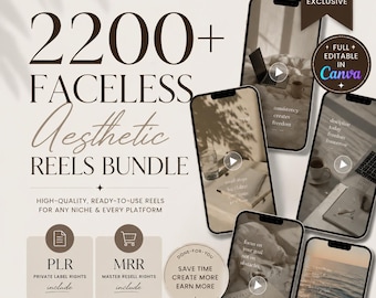 Paquete de más de 2200 Reels sin rostro / Plantillas editables de Canva (Producto digital)