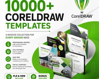 Paquete de más de 10 000 plantillas de CorelDRAW / Diseños CDR editables (Descarga digital)