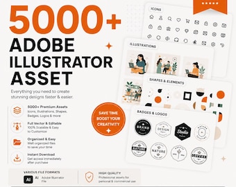 Bundel met meer dan 5000 Adobe Illustrator-assets | Inclusief PLR- en MRR-rechten