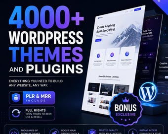 Paquete de más de 4000 temas y plugins de WordPress / Recursos digitales PLR MRR para sitios web (descarga digital)