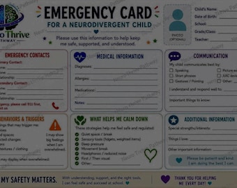 Emergency Card for a Neurodivergent Child