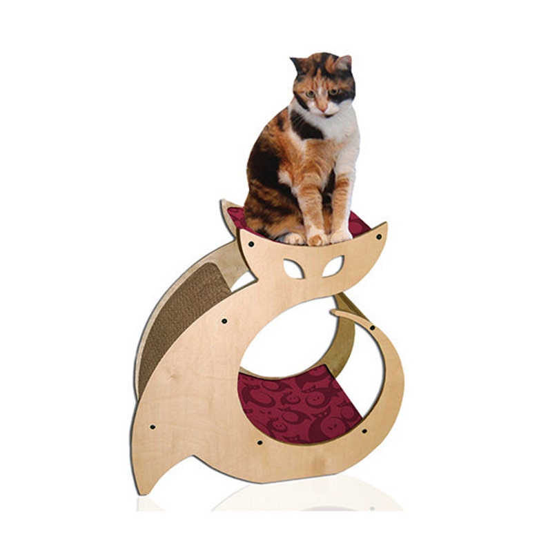 Cattino Cat Shaped Scratching Post with Cat Bed & Perch image 1