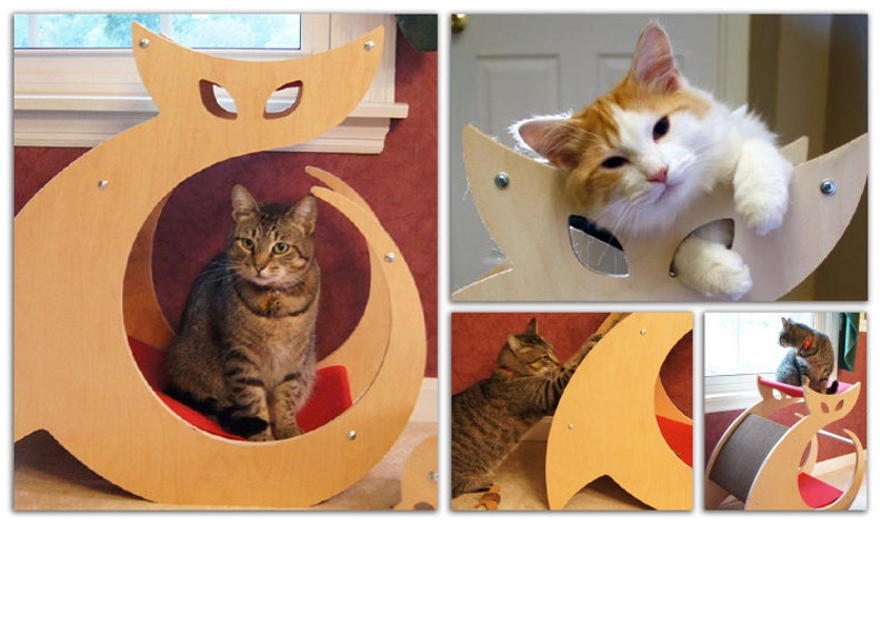 Cattino Cat Shaped Scratching Post with Cat Bed & Perch image 3