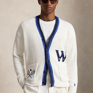 Ralph Lauren Wimbledon Cotton Cardigan | Men's Tennis Style Knit Sweater